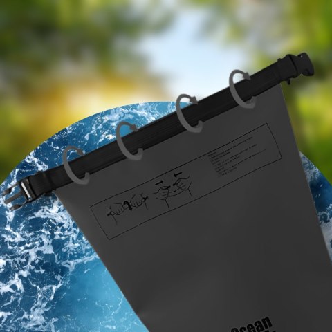 WOREK WODOODPORNY WODOSZCZELNY KAJAK TORBA PLECAK TURYSTYCZNY 15L CZARNY