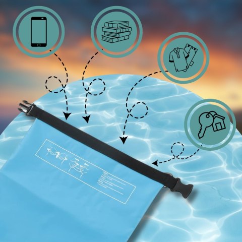 WOREK WODOODPORNY WODOSZCZELNY KAJAK TORBA PLECAK TURYSTYCZNY 20L NIEBIESKI