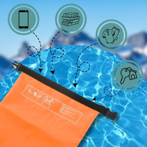 WOREK WODOODPORNY WODOSZCZELNY KAJAK TORBA PLECAK TURYSTYCZNY 20L POMARAŃCZOWY