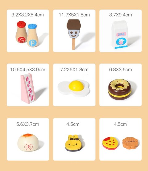 DREWNIANE ŚNIADANIE CIASTKA DO KROJENIA CIĘCIA NA MAGNES W SKRZYNCE ZESTAW Z NOŻYKIEM