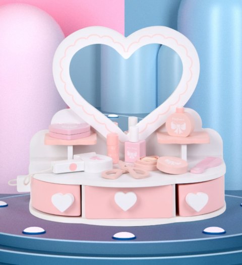 Drewniana toaletka dla dziewczynki kosmetyki