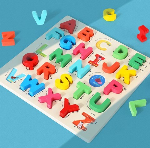 PUZZLE DREWNIANE ALFABET LITERKI NAUKA JHTOY-330