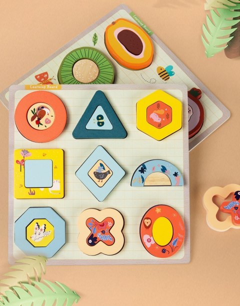PUZZLE DREWNIANE EDUKACYJNE FIGURY GEOMETRYCZNE ZKB-2053
