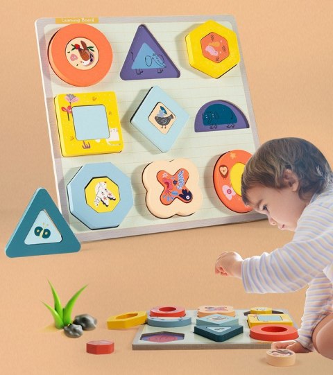 PUZZLE DREWNIANE EDUKACYJNE FIGURY GEOMETRYCZNE ZKB-2053