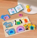 PUZZLE DREWNIANE KSZTAŁTY DOPASOWYWANIE EDUKACYJNE ZWIERZĘTA MONTESSORI