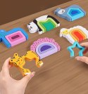 PUZZLE DREWNIANE KSZTAŁTY DOPASOWYWANIE EDUKACYJNE ZWIERZĘTA MONTESSORI