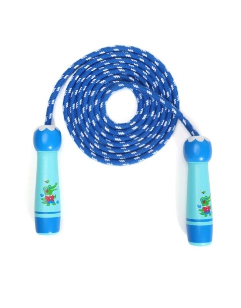 SKAKANKA SZNURKOWA DLA DZIECI DREWNIANA NIEBIESKA JHTOY-430