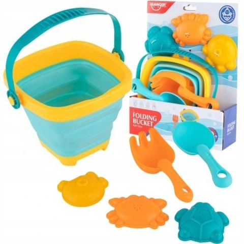 SKŁADANE WIADERKO SILIKONOWE ZABAWKI DO PIASKU