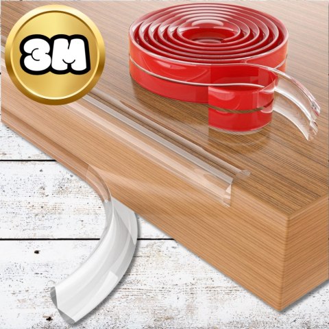 BEZBARWNA TAŚMA ZABEZPIECZAJĄCA KANTY MEBLI LISTWA NA ROGI OSŁONA KRAWĘDZI NICEKIDS 3m