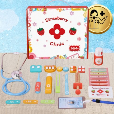 DOKTOR DREWNIANY ZESTAW LEKARSKI LEKARZ STETOSKOP WALIZKA DLA DZIECI