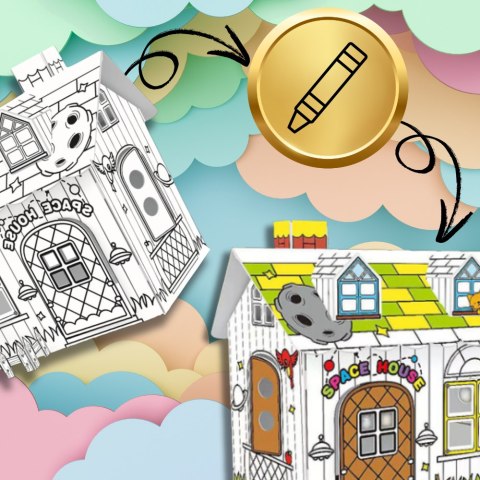 DOMEK SKŁADANY DLA DZIECI DO MALOWANIA KOLOROWANIA KREATYWNA ZABAWA PISAKI