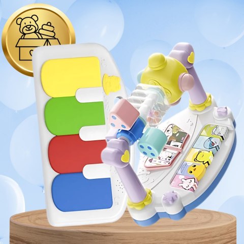 LEŻACZEK DLA NIEMOWLĄT BUJACZEK SKŁADANY NICEKIDS + PIANINKO GRZECHOTKI ZABAWKI GRAJĄCE