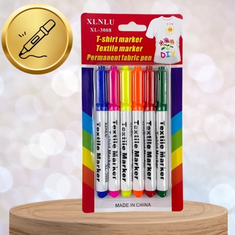 Pisaki Do Tkanin Ubrań Koszulek Markery Flamastry Mazaki Zestaw 6 kolorów