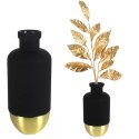 Wazon na kwiaty matowy gładki czarno złoty 25 cm szkło metal 8718317838576