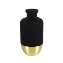 Wazon na kwiaty matowy gładki czarno złoty 25 cm szkło metal 8718317838576