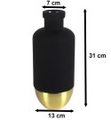 Wazon na kwiaty matowy gładki czarno złoty 31 cm szkło metal 8718317838583