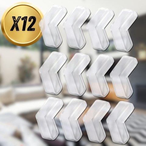 ZABEZPIECZENIE NAROŻNIKÓW NA ROGI STOŁÓW MEBLI NAROŻNIKI BEZBARWNE 12 SZT KSZTAŁT L NICEKIDS