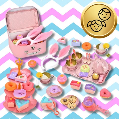 ZESTAW DO HERBATY KAWY DLA DZIECI KRÓLICZE USZY SERWIIS AKCESORIA CIASTA