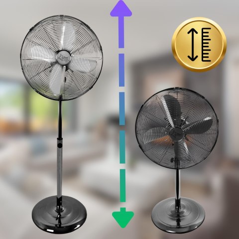 WENTYLATOR STOJĄCY PODŁOGOWY METALOWY Wiatrak Cichy Mocny BEZPIECZNY Ø50 CM