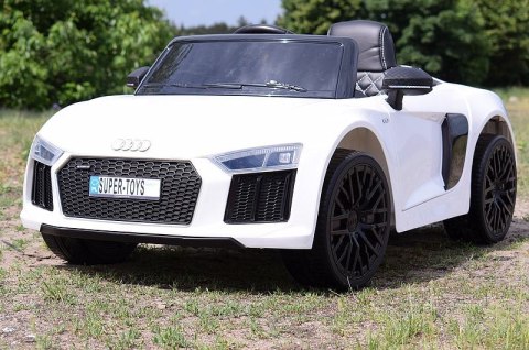 ORYGINALNE AUDI R8 SPYDER W NAJLEPSZEJ WERSJI, MIĘKKIE SIEDZENIE, PILOT 2.4 GHZ/ 2198