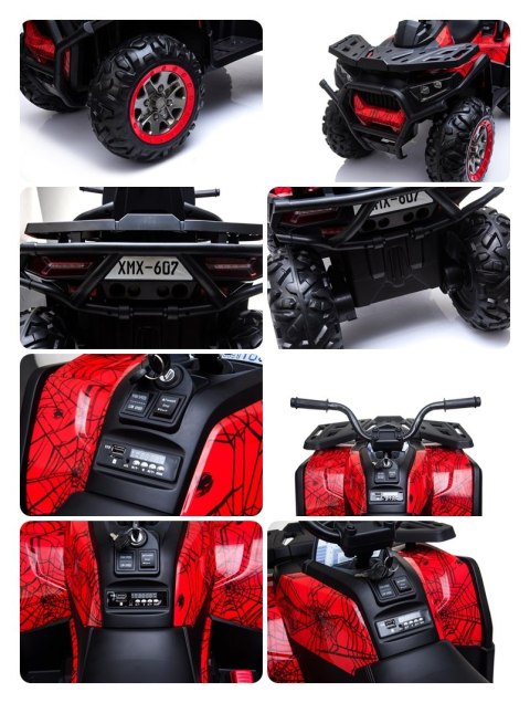 MEGA WIELKI QUAD, AMORTYZATORY, MIĘKKIE KOŁA, PILOT, WOLNY START, 4X4 /XMX607