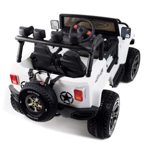 MEGA JEEP 4X4 Z REDUKTOREM NAPĘDU EXCLUSIVE, WOLNY START,MIĘKKIE KOŁA, 2x12V 10 Ah/WXE1688