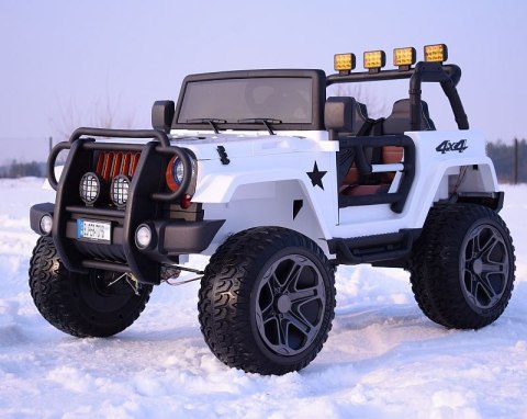 MEGA JEEP 4X4 Z REDUKTOREM NAPĘDU EXCLUSIVE, WOLNY START,MIĘKKIE KOŁA, 2x12V 10 Ah/WXE1688