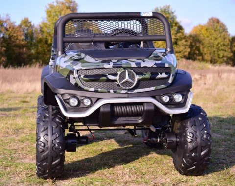 MERCEDES BENZ UNIMOG 4X4,12V14AH, AMORTYZATORY, MIĘKKIE KOŁA,MIĘKKIE SIEDZENIE SUPER OPCJA/UNIMOG