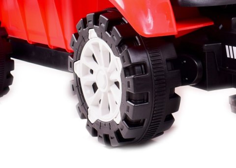 TRAKTOR NA AKUMULATOR ZIELONY Z PRZYCZEPĄ + MOŻDZIERZ, MIĘKKIE SIEDZENIE,PILOT/HSD6606