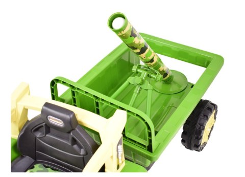 TRAKTOR NA AKUMULATOR ZIELONY Z PRZYCZEPĄ + MOŻDZIERZ, MIĘKKIE SIEDZENIE,PILOT/HSD6606