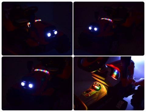 TRAKTOR NA AKUMULATOR ZIELONY Z PRZYCZEPĄ + MOŻDZIERZ, MIĘKKIE SIEDZENIE,PILOT/HSD6606