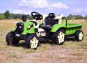 TRAKTOR NA AKUMULATOR ZIELONY Z PRZYCZEPĄ + MOŻDZIERZ, MIĘKKIE SIEDZENIE,PILOT/HSD6606