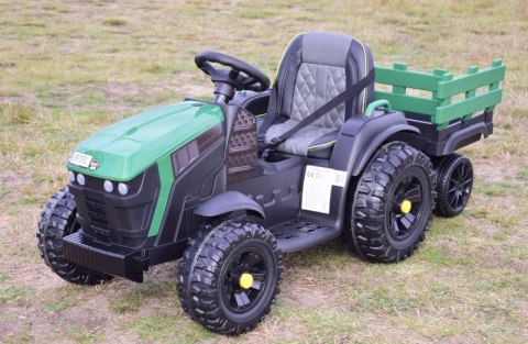WIELKI TRAKTOR NA AKUMULATOR Z PRZYCZEPĄ, MIĘKKIE KOŁA, MIĘKKIE SIEDZENIE/BDM0925