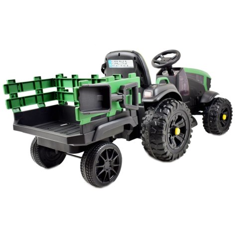 WIELKI TRAKTOR NA AKUMULATOR Z PRZYCZEPĄ, MIĘKKIE KOŁA, MIĘKKIE SIEDZENIE/BDM0925