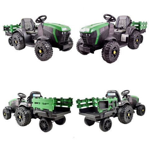 WIELKI TRAKTOR NA AKUMULATOR Z PRZYCZEPĄ, MIĘKKIE KOŁA, MIĘKKIE SIEDZENIE/BDM0925