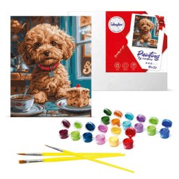 Zestaw do malowania po numerach Maltipoo w kawiarni KHO6618 40x50 AP0041