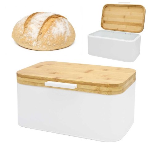 CHLEBAK STALOWY Z DREWNIANĄ POKRYWĄ 4260 BIAŁY