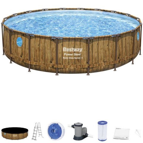 Bestway Basen stelażowy drewno 549x122 11w1 56977