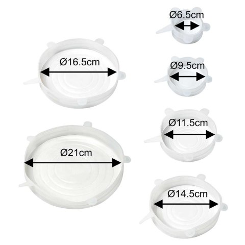 ZESTAW 6 szt. UNIWERSALNYCH POKRYWEK SILIKONOWYCH KINGHOFF KH-1902
