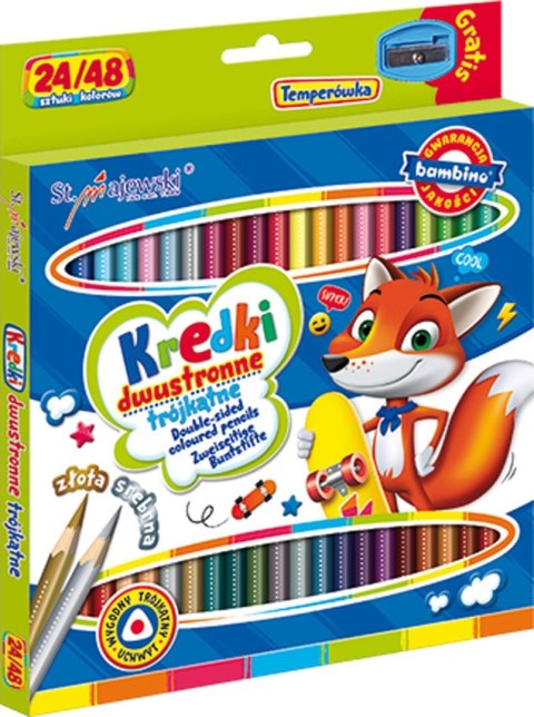 Bambino Kredki Ołówkowe Dwustronne 24/48 Kolory Temperówka 4964