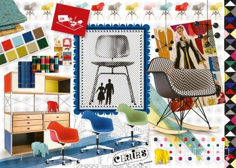 Ravensburger Puzzle 2D 1000 elementów: Eames Design Classics Krzesła 16900