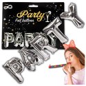 BALON FOLIOWY OGROMNY NAPIS PARTY SREBRNY URODZINY SYLWESTER WYSOKOŚĆ 40 CM