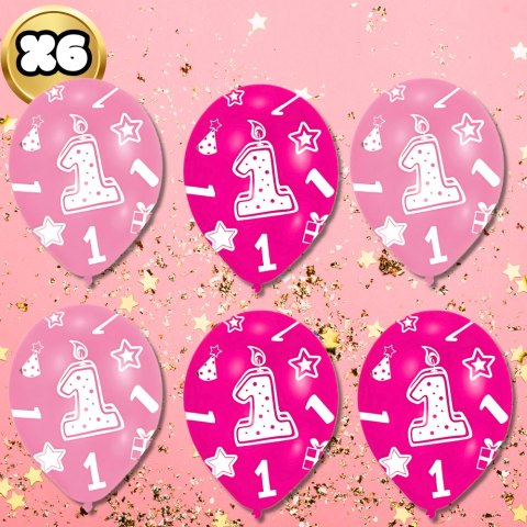 BALONY DMUCHANE LATEKSOWE RÓŻOWE 6 SZT NA URODZINY ROCZEK DEKORACJA