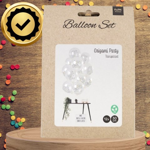 DUŻE BALONY TRANSPARENTNE BIAŁE 12 SZT 2 LATA ORIGAMI DRUGIE URODZINY