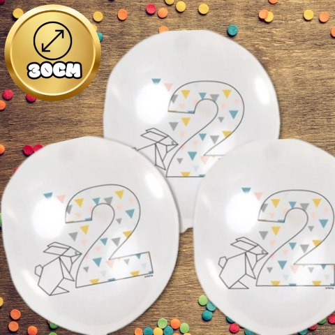 DUŻE BALONY TRANSPARENTNE BIAŁE 12 SZT 2 LATA ORIGAMI DRUGIE URODZINY