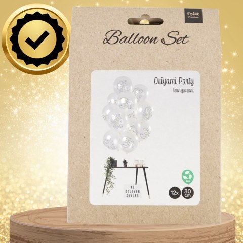DUŻE BALONY TRANSPARENTNE BIAŁE 12 SZT 3 LATA ORIGAMI TRZECIE URODZINY