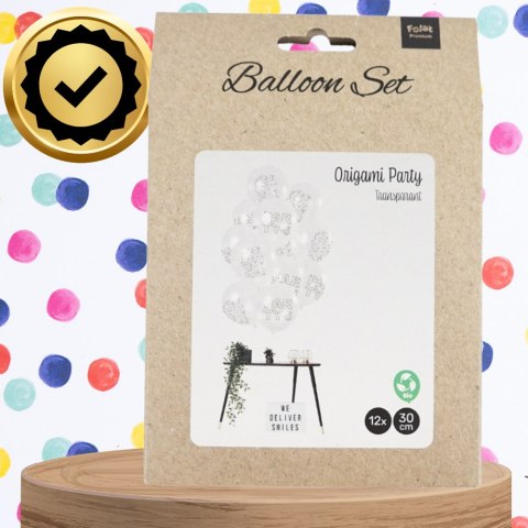 DUŻE BALONY TRANSPARENTNE BIAŁE 12 SZT PARTY ORIGAMI URODZINY