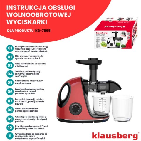 SOKOWIRÓWKA WYCISKARKA WOLNOOBROTOWA KLAUSBERG KB-7865