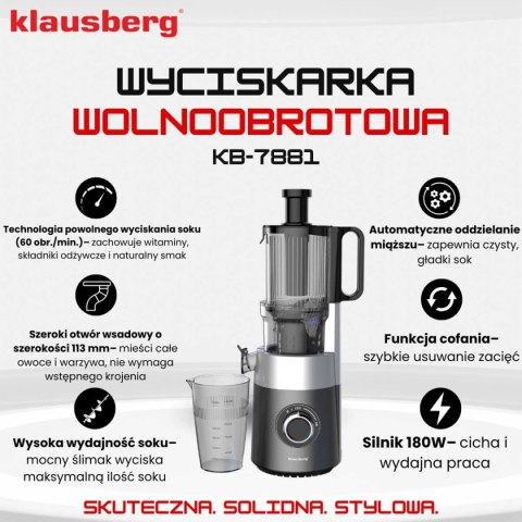 SOKOWIRÓWKA WYCISKARKA WOLNOOBROTOWA PIONOWA KLAUSBERG KB-7881