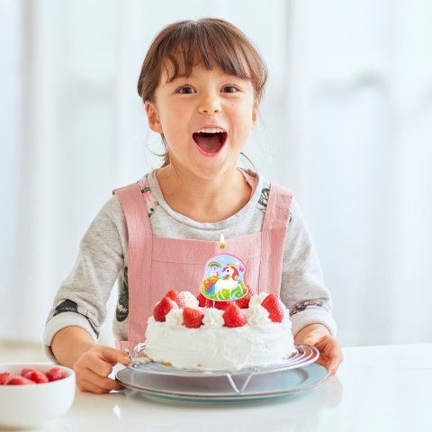 ŚWIECZKA URODZINOWA Z JEDNOROŻCEM KOLOROWA DEKORACJA TORTU DLA DZIECI